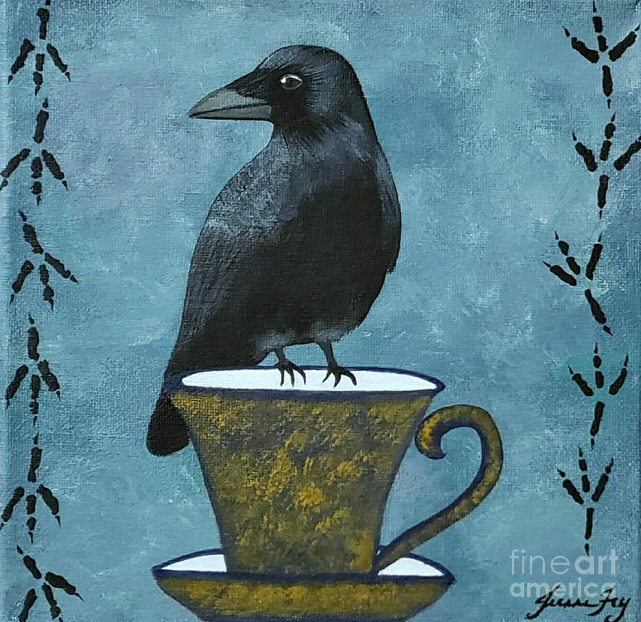 Crow in my Coffee Painting by Jean Fry