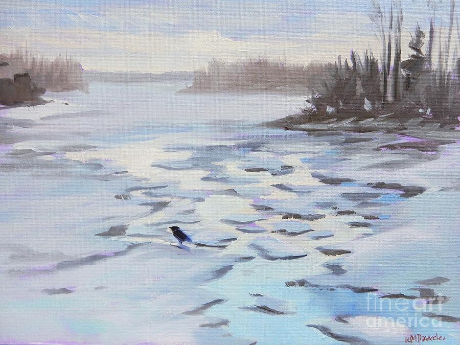 Crow in the Snow Painting by K M Pawelec
