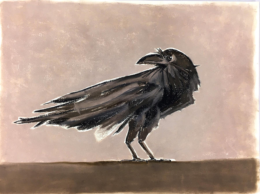 Crow Looking Back Painting by June Stolp Garland - Pixels