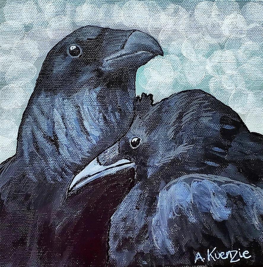 Crow Lovers Painting by Amy Kuenzie
