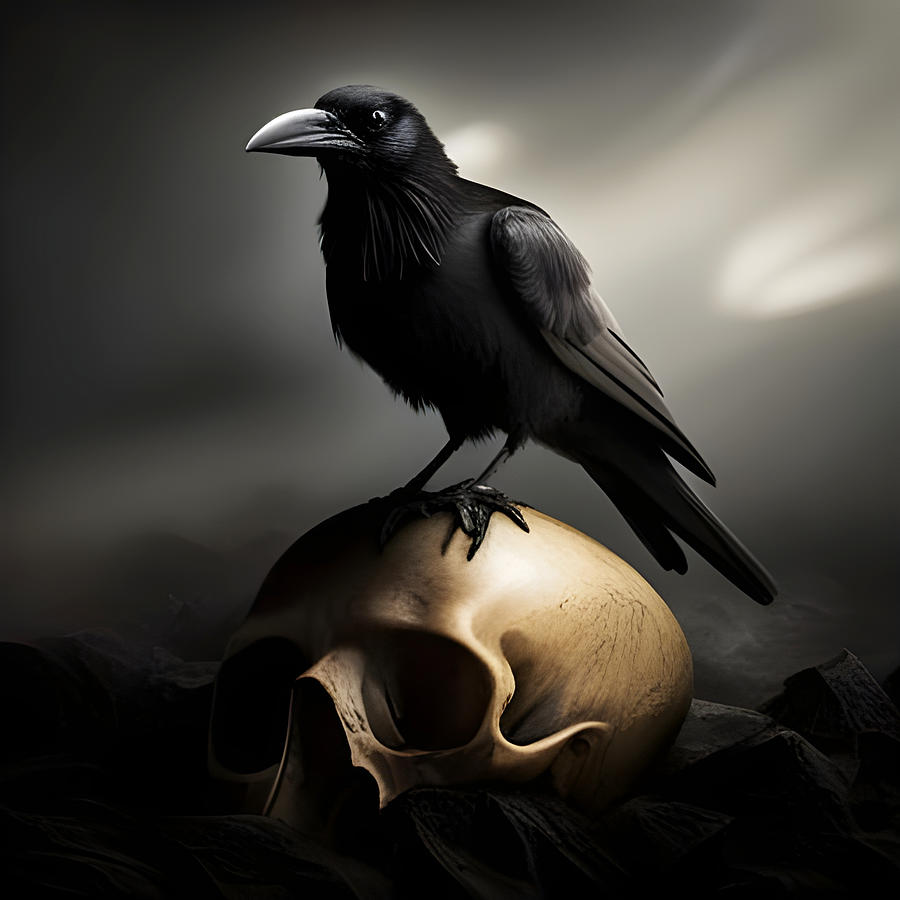 Crow On Skull Photograph by Greg and Chrystal Mimbs