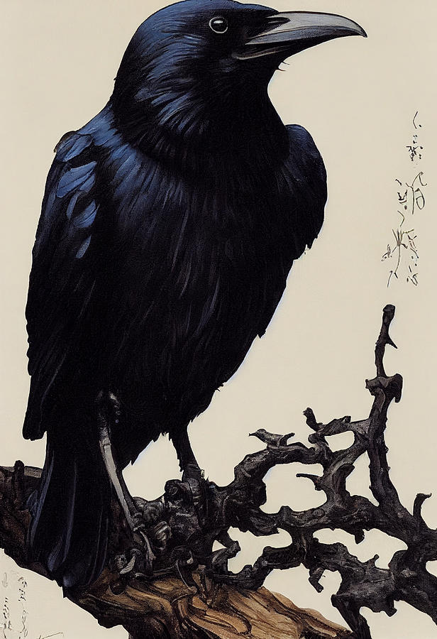 crow on wooden stump blue painting painted by j. C. Ley c221ebda b87f ...