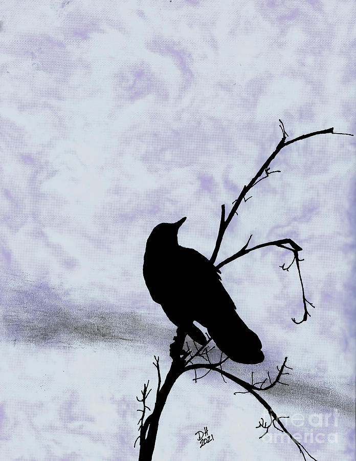 Crow Silhouette Painting by D Hackett