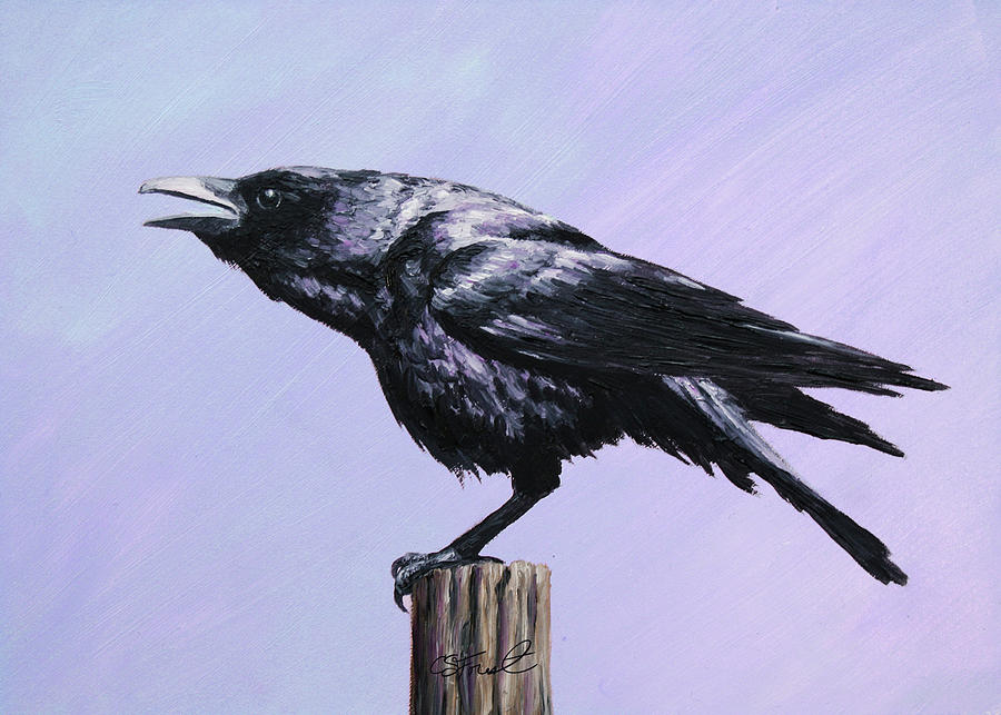 Crow Painting - Crow - Sounding Off by Crista Forest