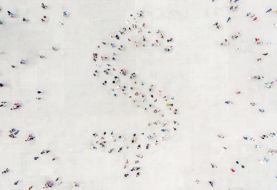 Crowd forming a Dollar Shape Photograph by  Orbon Alija