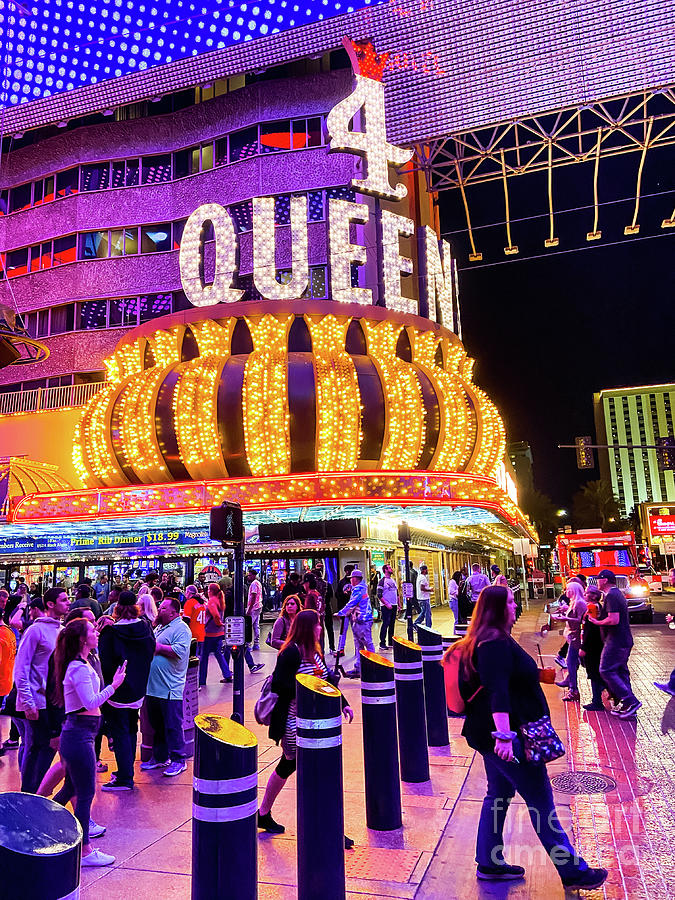 Crowd in Front of Four Queens Casino on Fremont Street in Downtown Las Vegas Photograph by FeelingVegas Wall Art and Prints
