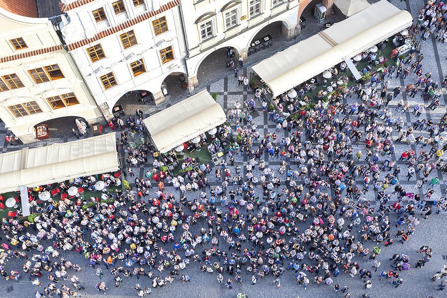 Crowd of People, Old Town Square, Prague, Czech Republic Photograph by Bim