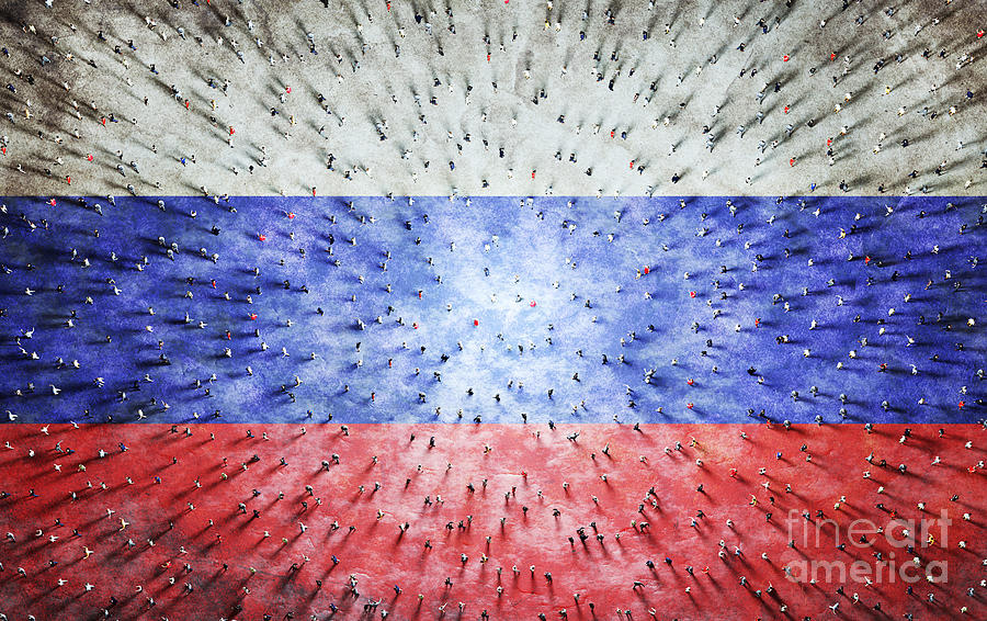 Crowd of people on Russia flag. Russian society Photograph by Michal Bednarek