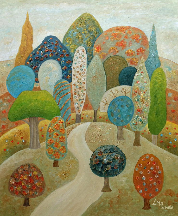 Crowd Of Single Trees Painting by Angeles M Pomata