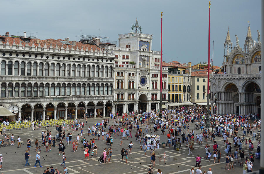 Crowd on St. Marks Square Piazza San Marco Venice Italy Photograph by Shawn OBrien