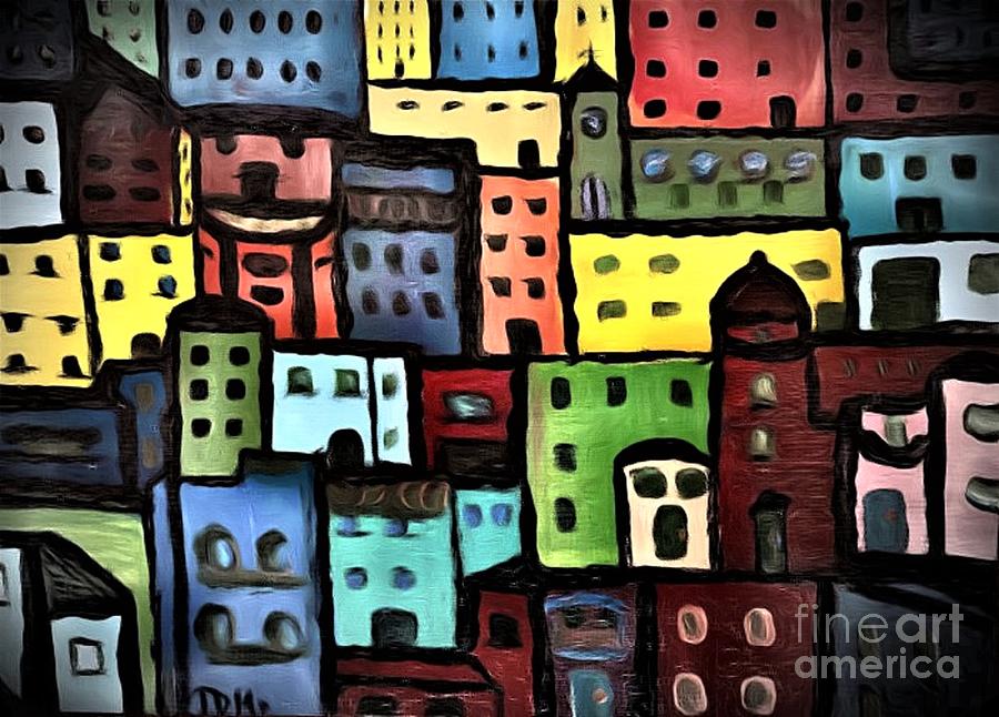 Crowded City Painting by Mesa Teresita