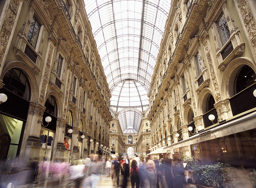 Crowds in Galleria Vittorio Emmanuelle, Milan, Italy Photograph by John Wang