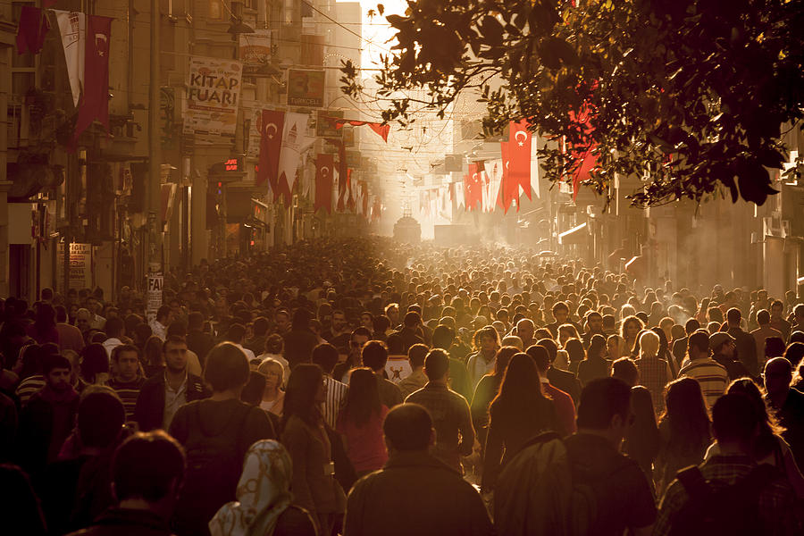 Crowds of shoppers on Istiklal Avenue in the centre of Istanbul, Turkey Photograph by Kelvinjay