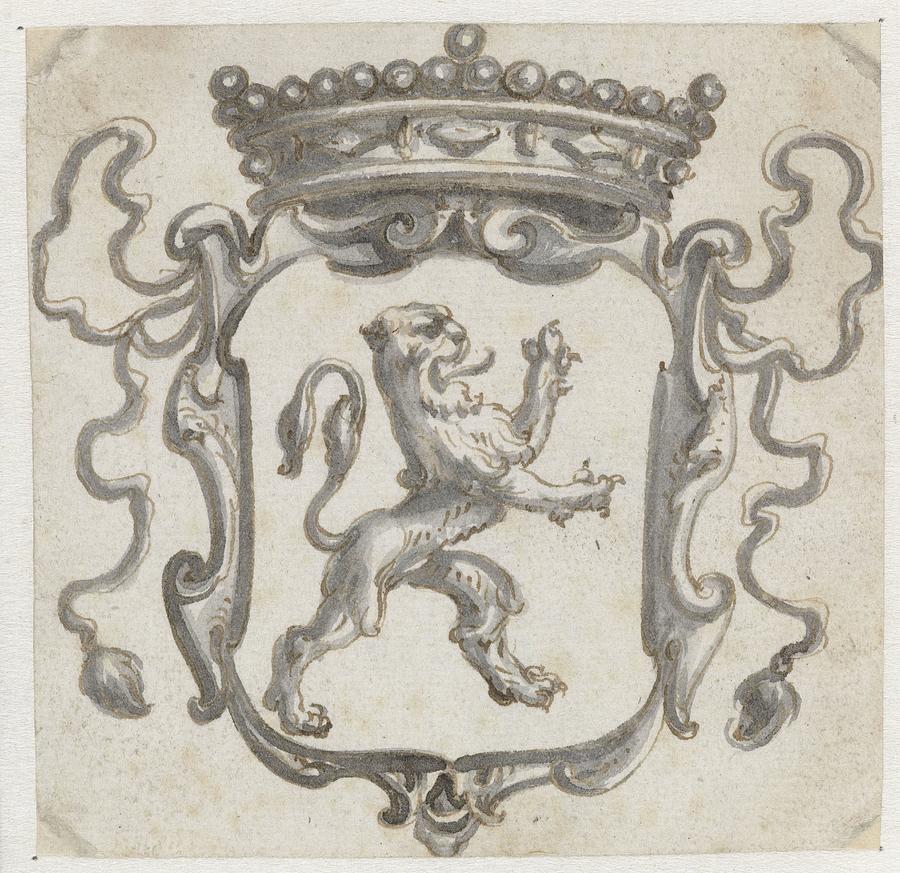 Crowned Escutcheon With A Climbing Lion Pieter Jansz 1630  1672 Painting