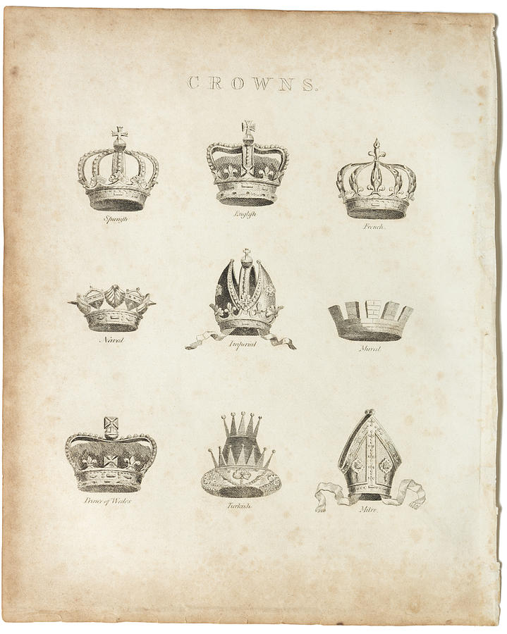 Crowns, Copper Plate, 1812 Photograph by Goldhafen