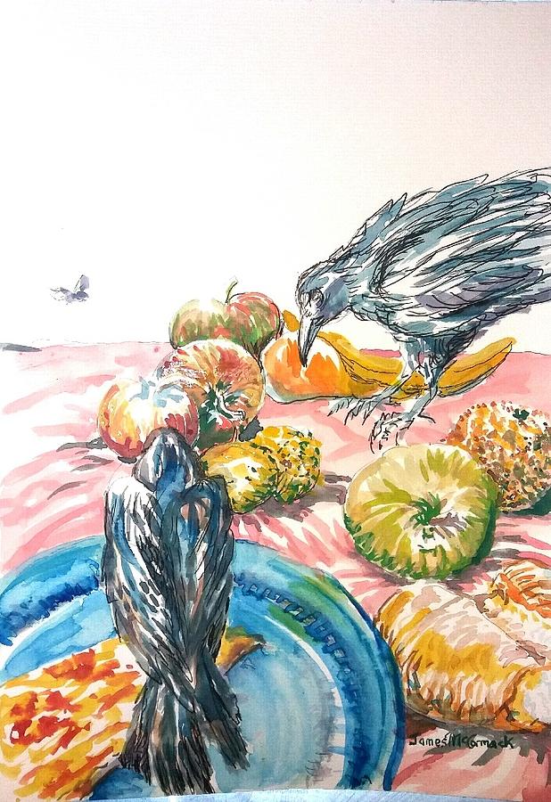 Crows and Fruit Painting by James McCormack
