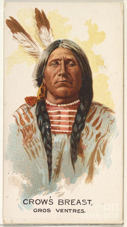 Vintage Painting - Crows Breast, Gros Ventres, from the American Indian Chiefs series N2 for Allen  Ginter Cigarett by Shop Ability