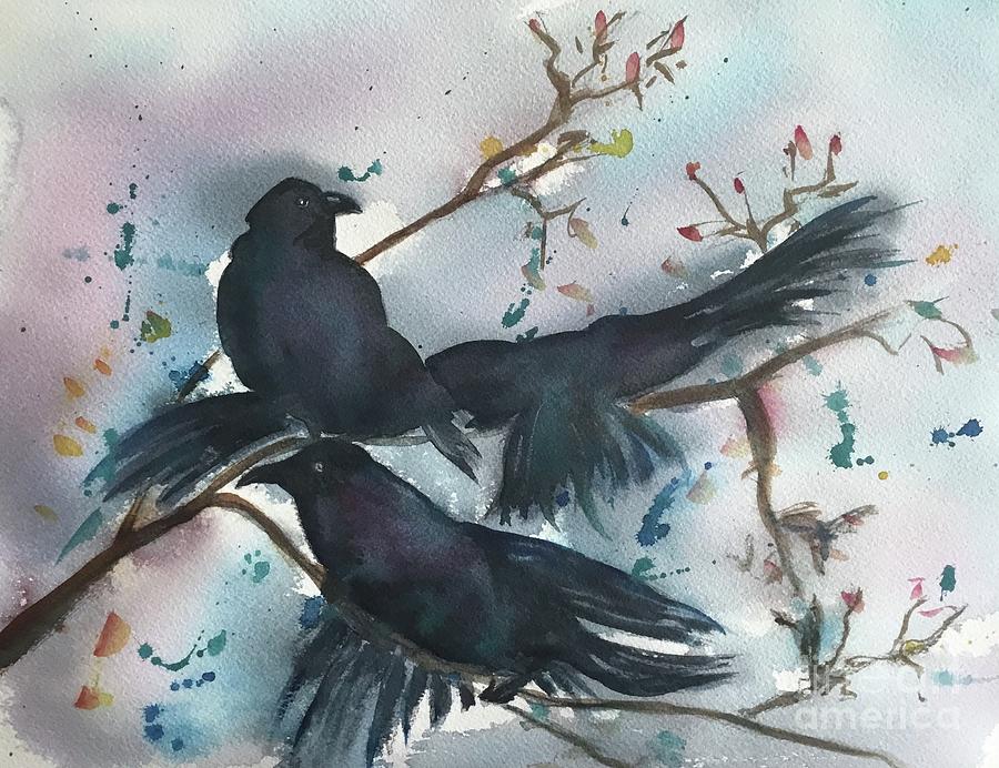 Crows in a Flurry Painting by Sonia Mocnik
