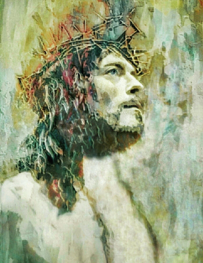 Crucifixion Day. Jesus With The Crown Of Thorns Mixed Media