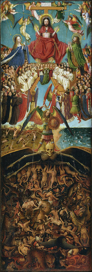 Jesus Christ Painting - Crucifixion and Last Judgement diptych, right panel by Jan van Eyck