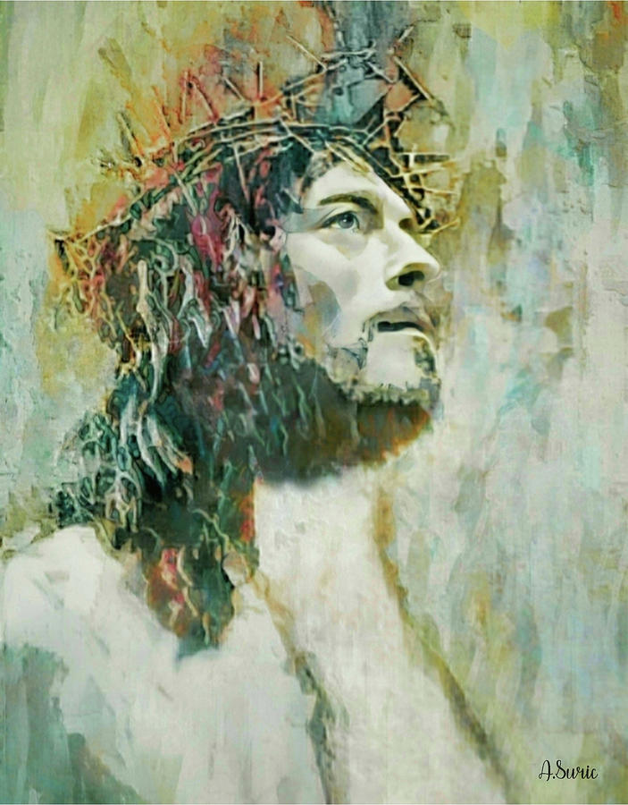Crucifixion. Jesus With The Crown Of Thorns Mixed Media by Antonia ...