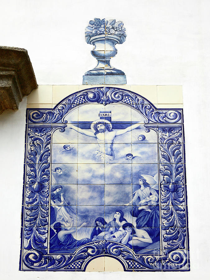 Crucifixion Scene in Azulejos Portugal Photograph by James Brunker
