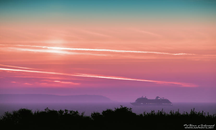 Cruise Ship at Sunrise Photograph by Alan Ackroyd