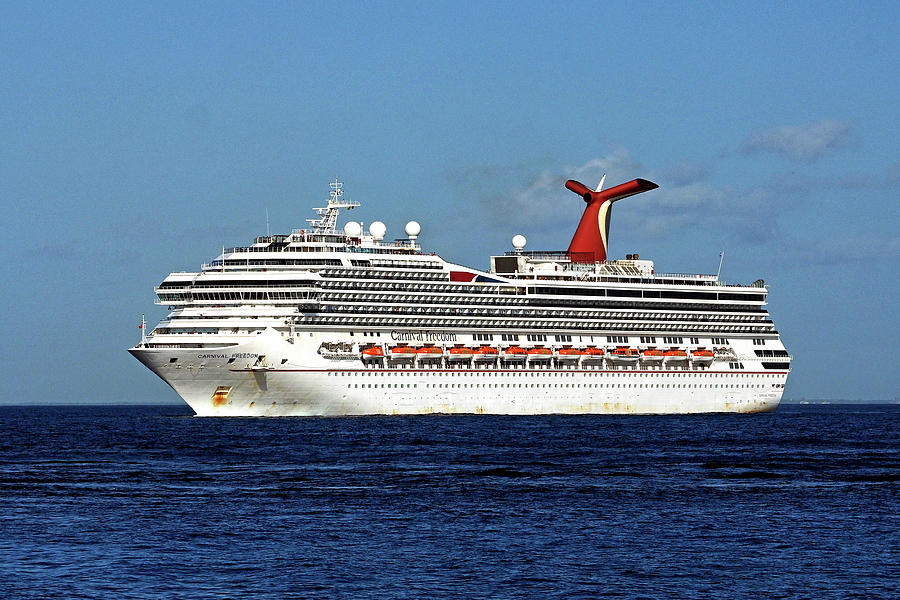Cruise Ship Carnival Freedom Approaching Cozumel Photograph by Bill Swartwout