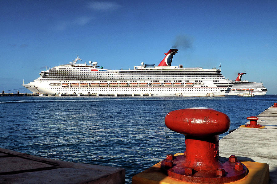 Cruise Ship Carnival Valor Docked at Cozumel Photograph by Bill Swartwout