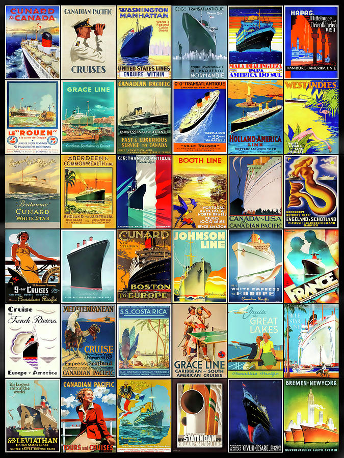 Cruise Ship Company Art Posters from The Past Mixed Media by Pheasant Run Gallery