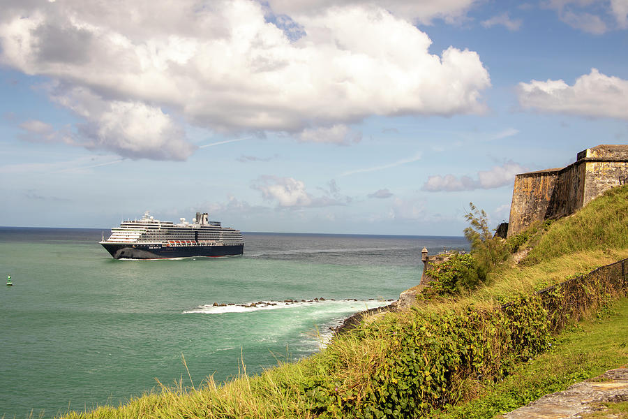 Cruise ship in San Juan Bay Photograph by Karen Foley