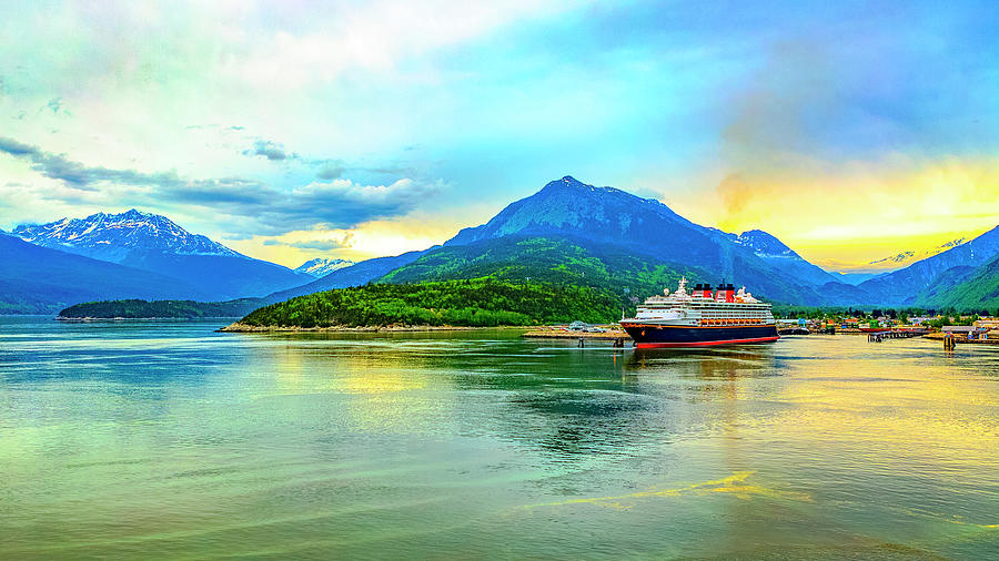 Cruise Ship Ketchikan Alaska Digital Art by SnapHappy Photos