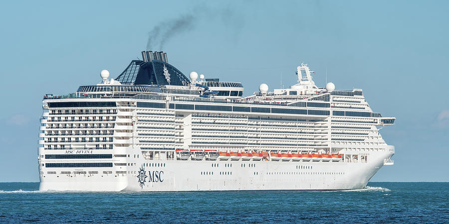 Cruise Ship MSC Divina Heads to Blue Water Photograph by Bradford Martin