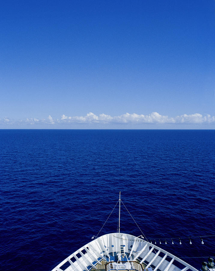 Cruise ships bow and open sea, elevated view, Caribbean Photograph by David Sacks
