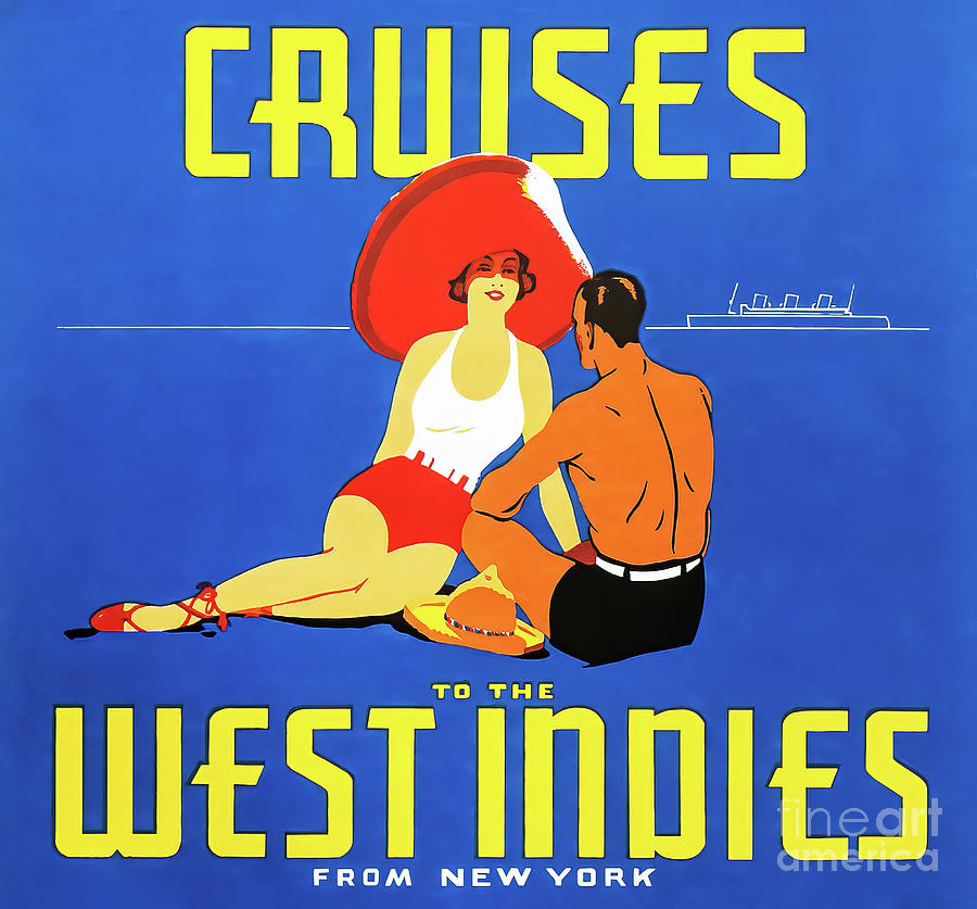 Cruises to the West Indies Vintage Travel Poster 1938 Drawing by M G Whittingham