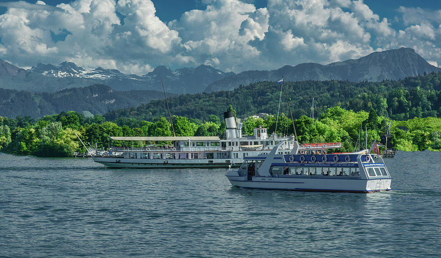 Cruising Lake Lucerne Photograph by Marcy Wielfaert