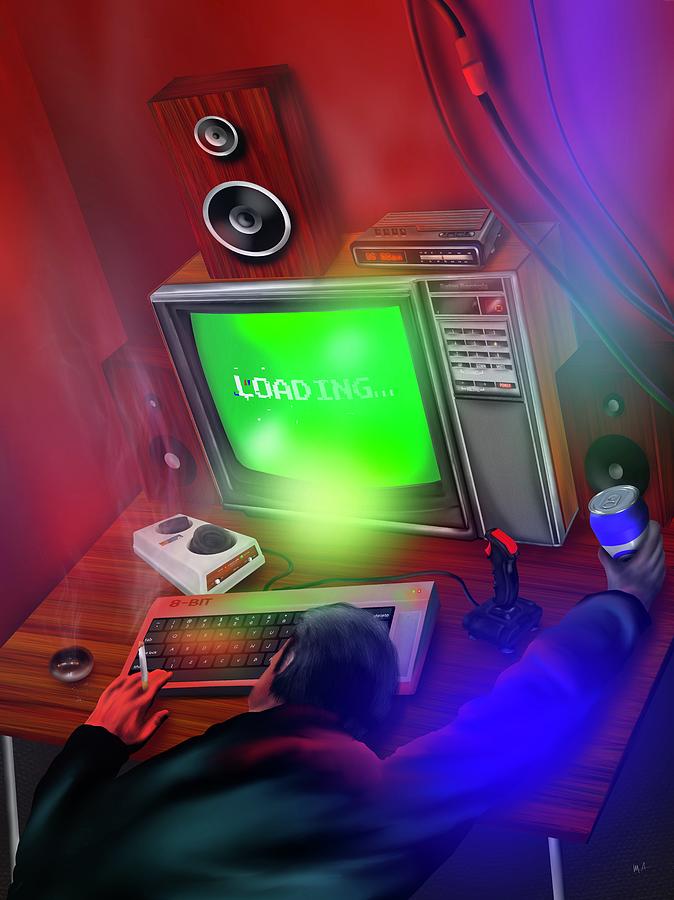 Crunching Code Painting by Mark Taylor - Pixels