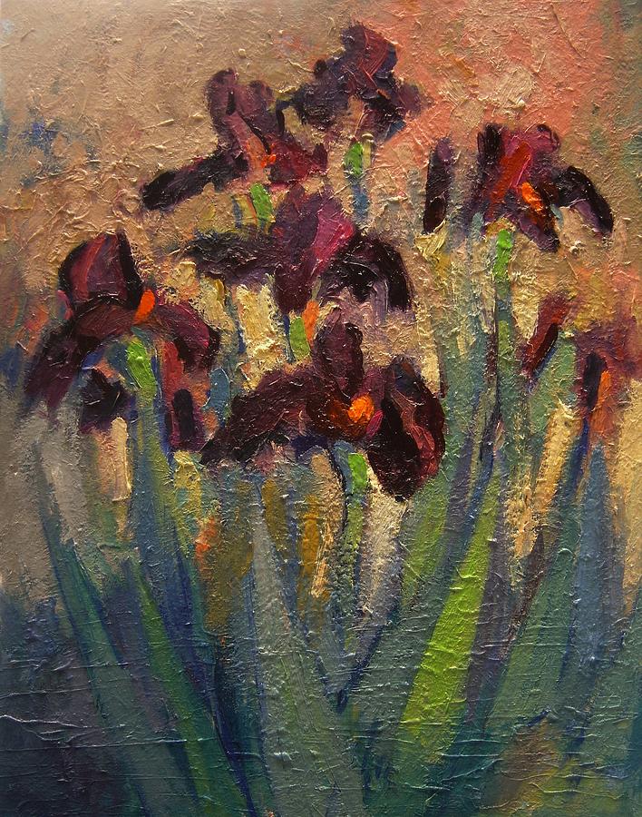 Iris Painting - Crunchy purple iris by R W Goetting