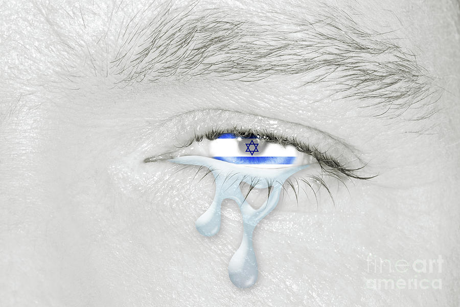 Crying eye with Israeli Flag Digital Art by Benny Marty