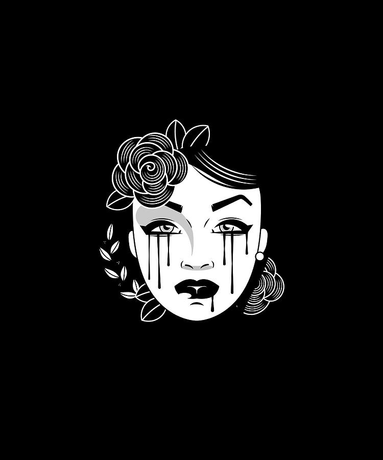 Crying woman darkness love white and black design Digital Art by Norman ...