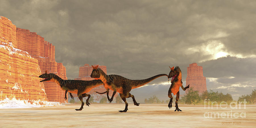 Cryolophosaurus Dinosaur Desert Digital Art by Corey Ford