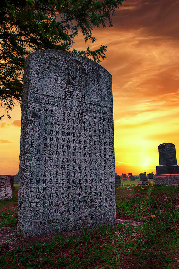 Cryptic Gravestone at Sunset Photograph by John Twynam