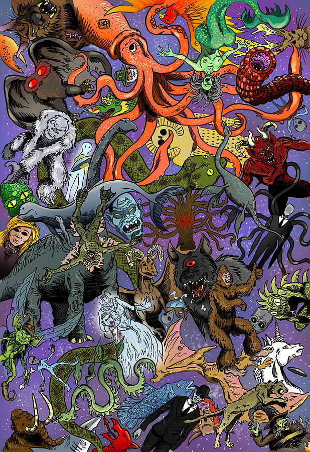 Cryptid Creatures And Mysterious Monsters Poster Painting By Steve ...