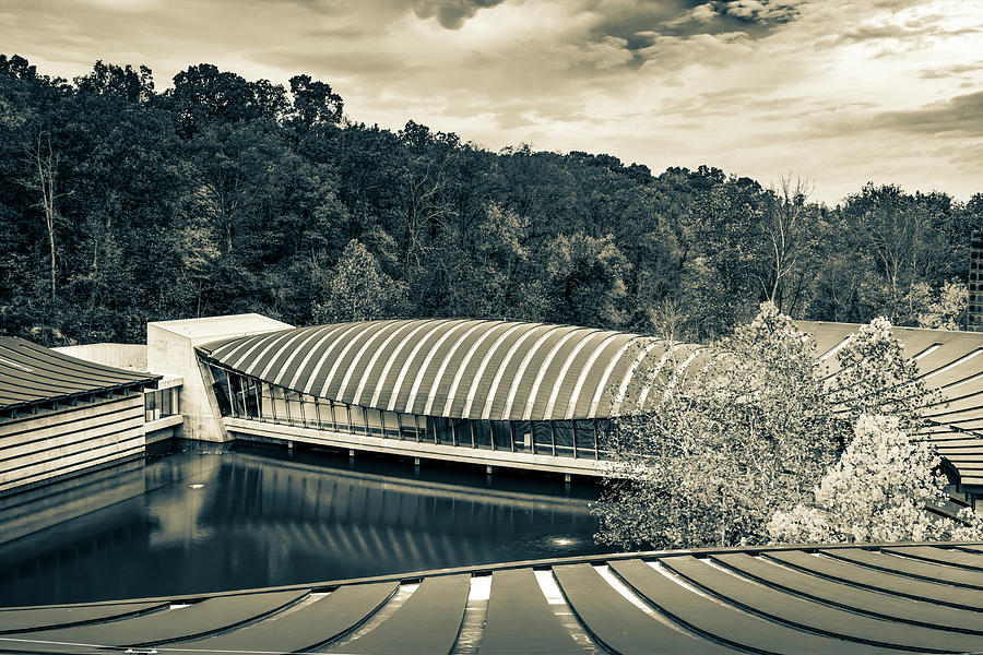 Crystal Bridges Architectural Landscape - Sepia Photograph by Gregory Ballos