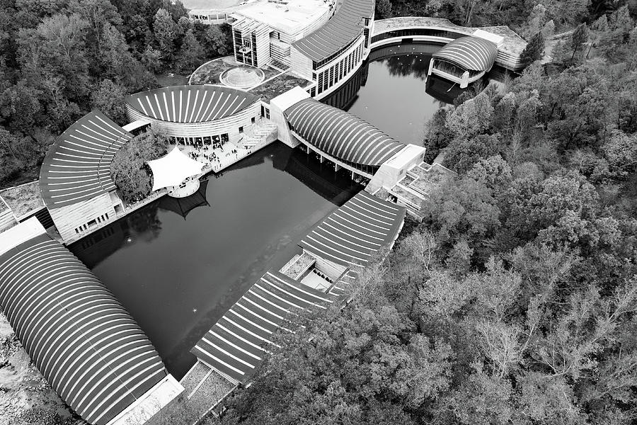 Black And White Photograph - Crystal Bridges Museum In Black And White by Gregory Ballos