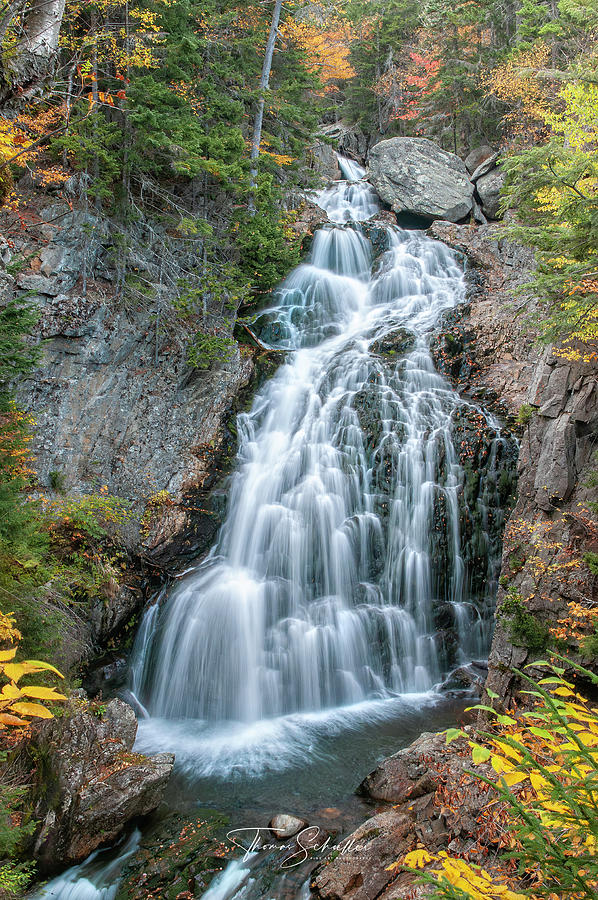 Crystal Cascade - A New Hampshire Waterfall in Autumn Photograph by Photos by Thom