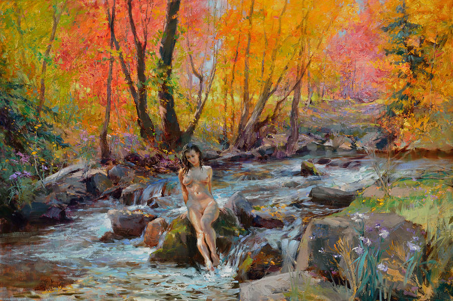 Outdoors Painting - Crystal Clear Creek by Eric Kent Wallis.