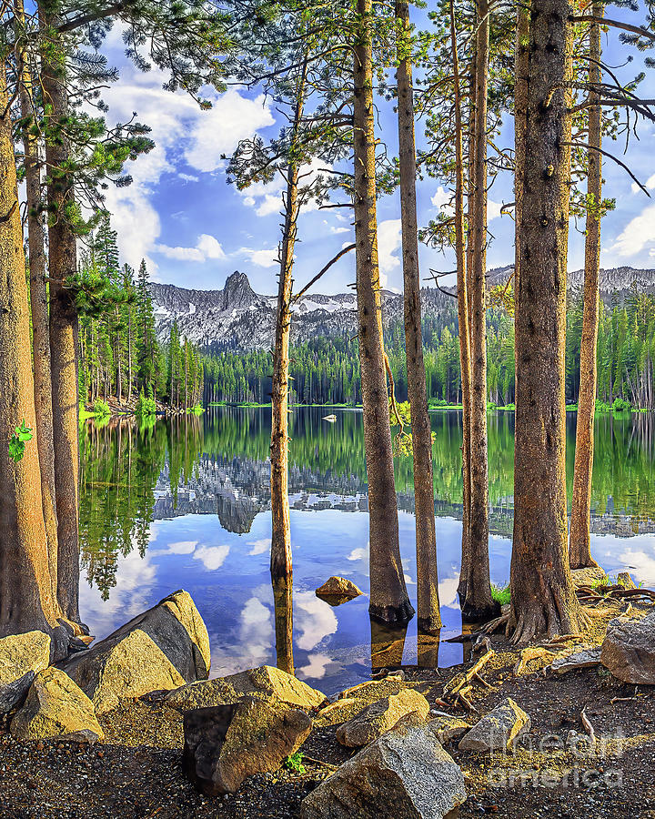 Crystal Crag And Lake Mary Sunburst, Mammoth Lakes, California Vertical Photograph by Don Schimmel