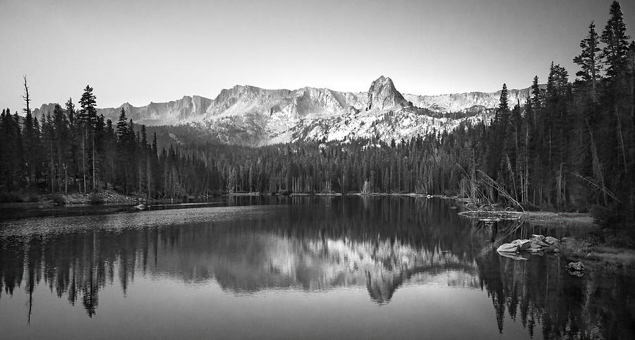 Crystal Crag Sunrise Reflection in Black and White Photograph by Rebecca Herranen