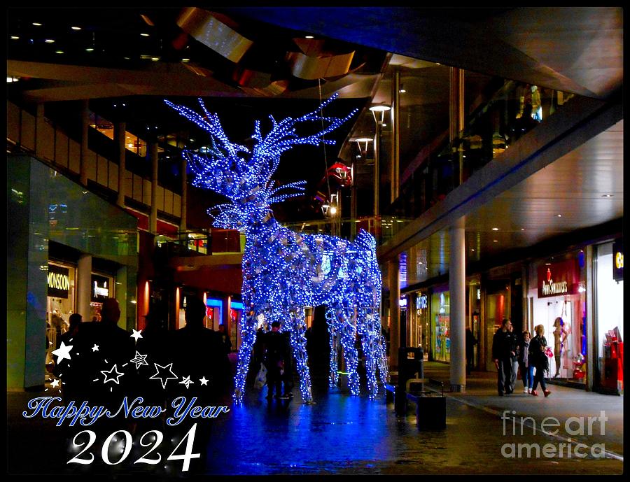 Crystal Deer New Year Greeting 2 Photograph by Joan-Violet Stretch